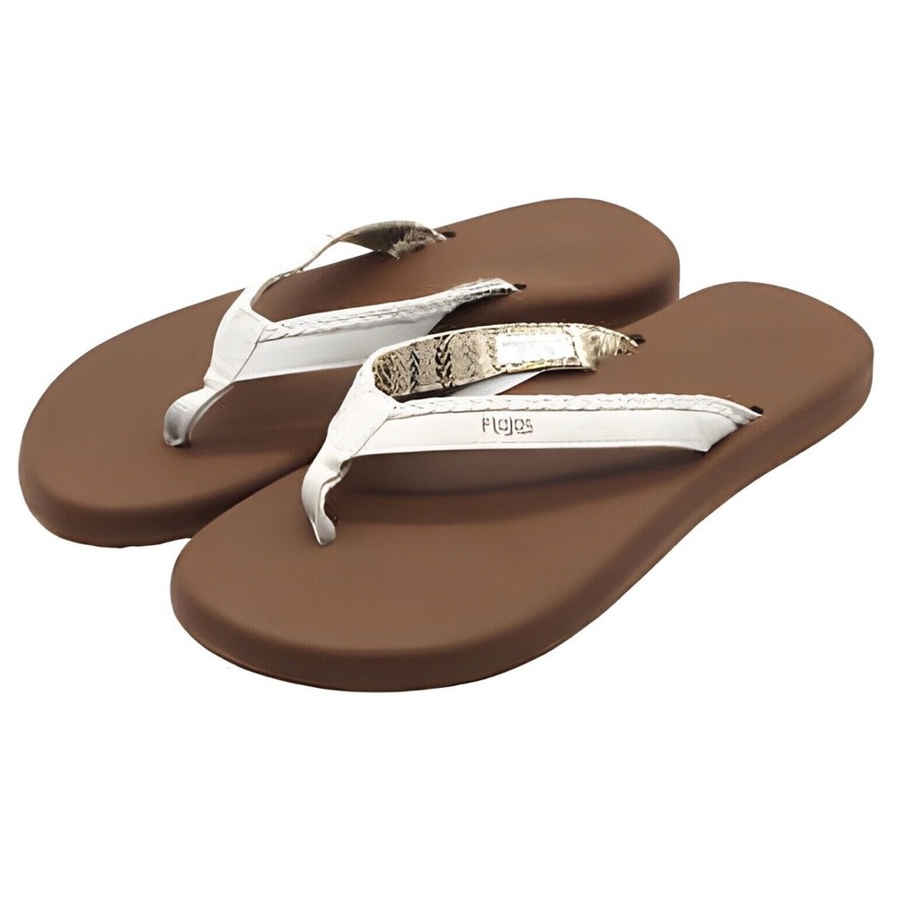 Flojos Women's Maddy Flip Flop Memory Foam Sandals in Ivory Tan Size 10 NEW